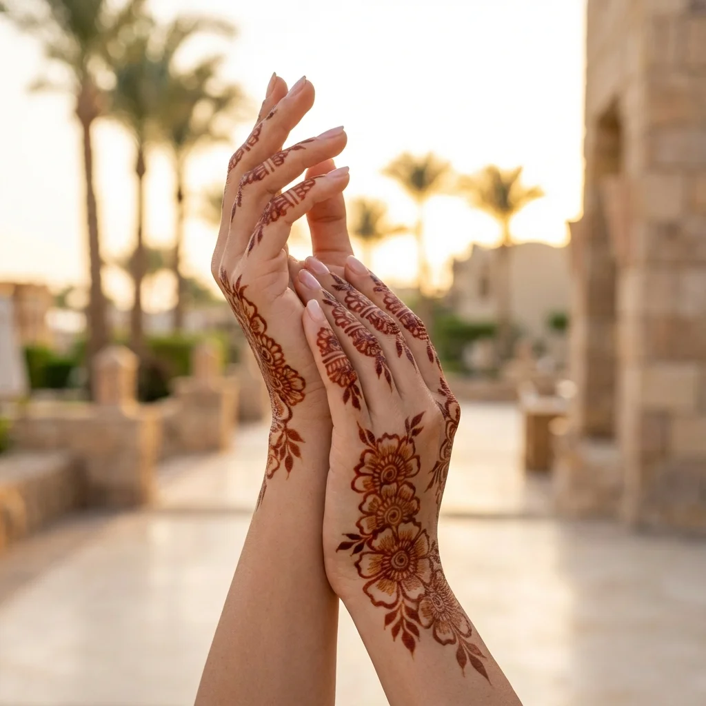 Traditionelle Henna Malerei auf Händen