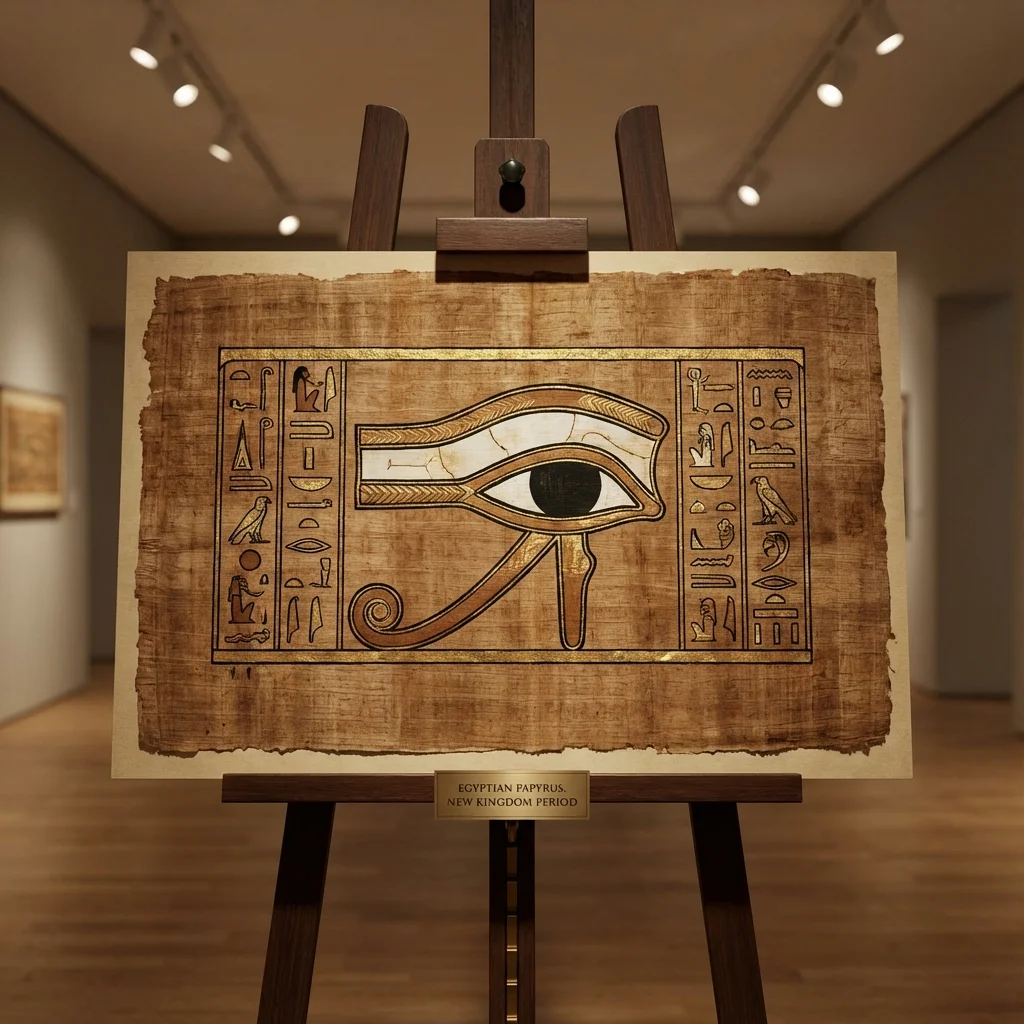 Echtes ägyptisches Papyrus mit Horus-Auge