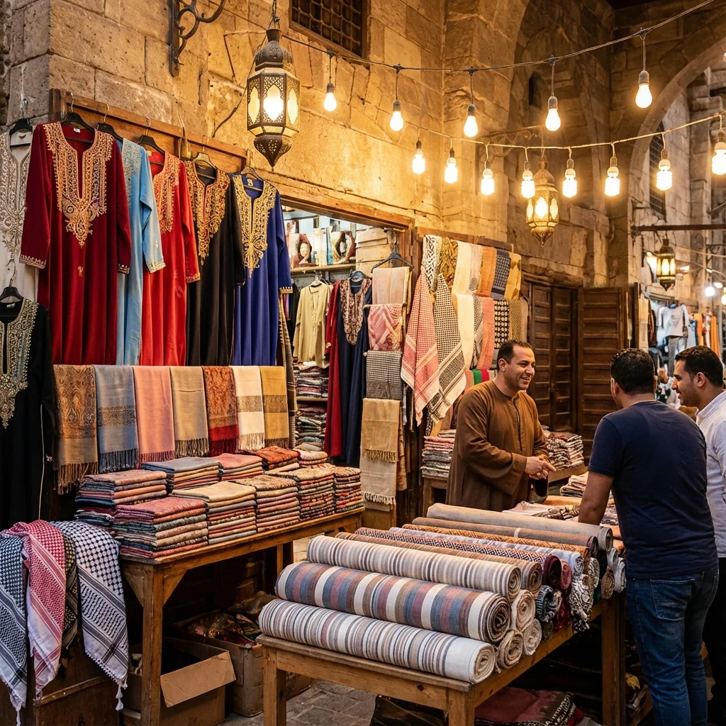 Traditionelle Gallabiyas und Stoffe